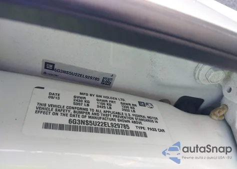 2014 Chevrolet Caprice Police из США, поврежденный, VIN 6G3NS5U22EL929785